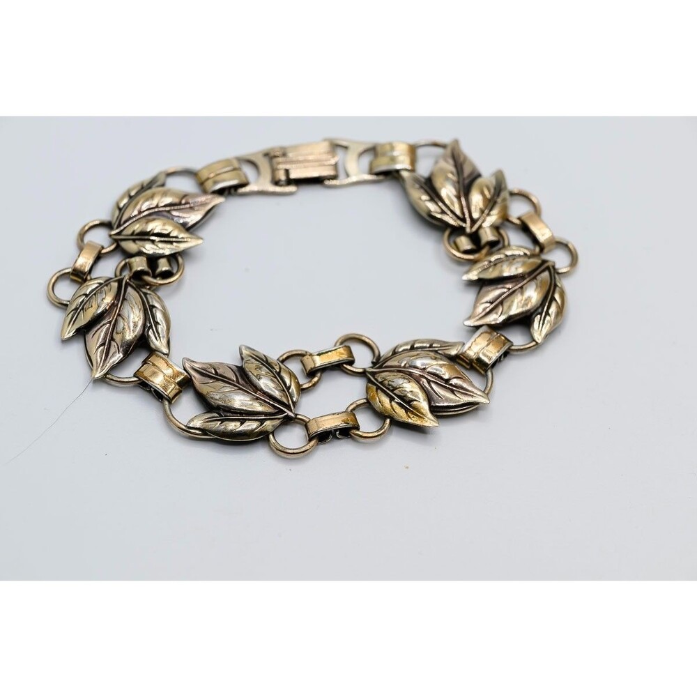Raleigh Sterling Silver 925 1/20 12K GF Leaf Bracelet link chain leaves
